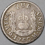 1760 Mexico 1 Real Spain Pillars Colonial Charles III Silver Coin (20070101R)
