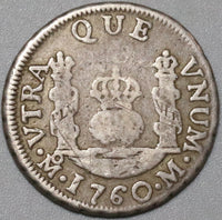 1760 Mexico 1 Real Spain Pillars Colonial Charles III Silver Coin (20070101R)
