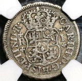 1764 NGC F 15 Mexico 1 Real Spain Pillars Colonial Silver Coin (20062401C)