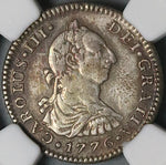 1776 NGC VF Det Mexico 1 Real Charles III Spain Colonial Silver Coin (22022802C)