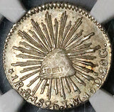 1826-Mo NGC MS 63 Mexico 1 Real Mint State Cap Rays Silver Coin (22121602C)