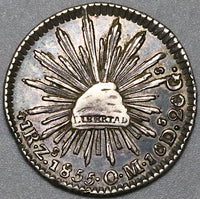1855-Zs Mexico 1 Real XF Zacatecas Mint Silver Coin (22050203R)