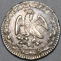 1855-Zs Mexico 1 Real XF Zacatecas Mint Silver Coin (22050203R)