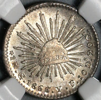 1868/7-Go NGC MS 64 1 Real Guajuanto Mint State Lustrous Silver Coin (20071103C)