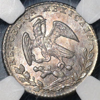 1868/7-Go NGC MS 64 Mexico 1 Real Silver Mint State Overdate Coin (21022102C)