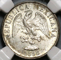 1898-Mo NGC MS 63 Mexico 20 Centavos Key Date Silver Coin (19122002C)
