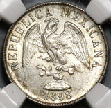 1898-Mo NGC MS 63 Mexico 20 Centavos Key Date Silver Coin (19122002C)