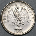 1904-Cn Mexico 20 Centavos AU Last Culiacan Silver Coin (20050802R)