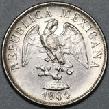 1904-Cn Mexico 20 Centavos AU Last Culiacan Silver Coin (20050802C)