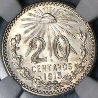 1913 NGC MS 64 Mexico 20 Centavos Silver Mint State Coin (22101001C)