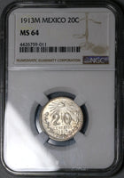 1913 NGC MS 64 Mexico 20 Centavos Silver Mint State Coin (22101001C)