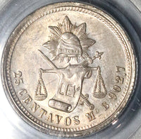 1875-Mo PCGS AU 58 Mexico 25 Centavos Silver Coin POP 1/1 (21120101C)