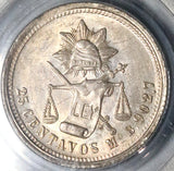 1875-Mo PCGS AU 58 Mexico 25 Centavos Silver Coin POP 1/1 (21120101C)