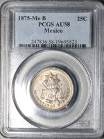 1875-Mo PCGS AU 58 Mexico 25 Centavos Silver Coin POP 1/1 (21120101C)