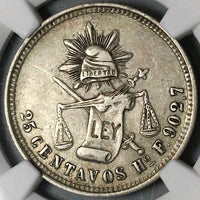1877-Ho NGC XF 45 Mexico 25 Centavos Hermosillo Mint Silver Coin POP 1/0 (23030305C)