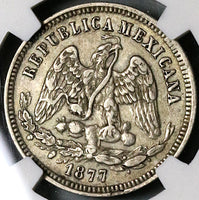 1877-Ho NGC XF 45 Mexico 25 Centavos Hermosillo Mint Silver Coin POP 1/0 (23030305C)