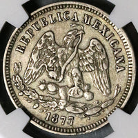1877-Ho NGC XF 45 Mexico 25 Centavos Hermosillo Mint Silver Coin POP 1/0 (23030305C)