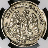 1877-Ho NGC XF 45 Mexico 25 Centavos Hermosillo Mint Silver Coin POP 1/0 (23030305C)
