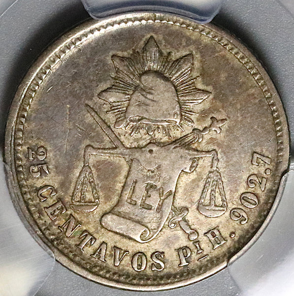 1877-Pi PCGS VF 35 Mexico 25 Centavos Potosi 19k Silver Coin POP 1/1 (22041102C)