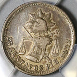 1877-Pi PCGS VF 35 Mexico 25 Centavos Potosi 19k Silver Coin POP 1/1 (22041102C)
