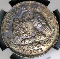 1882-A NGC MS 61 Mexico 25 Centavos Alamos 8k Silver Coin POP 2/0 (22041601C)