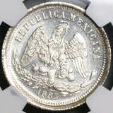 1883-Mo NGC MS 64 Mexico 25 Centavos Mint State Silver Coin (23022601C)