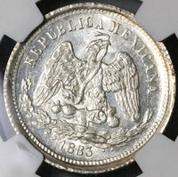 1883-Mo NGC MS 64 Mexico 25 Centavos Mint State Silver Coin (23022601C)