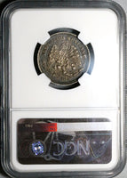 1884-Ho NGC AU 53 Mexico 25 Centavos Hermosillo Mint Silver Coin (22101801C)