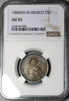 1884-Ho NGC AU 53 Mexico 25 Centavos Hermosillo Mint Silver Coin (22101801C)