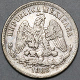 1888-CA  Mexico 25 Centavos Rare Chihuahua Mint Silver 14k Coin (22011502R)
