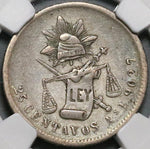 1889-As NGC VF 30 Mexico 25 Centavos Alamos Mint 14k Silver Coin POP 2/1 (23030304C)