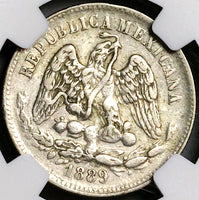 1889-Pi NGC XF 40 Mexico 25 Centavos Potosi Over Mint Mark Pi/Zs Silver Coin (23022403C)