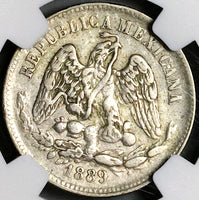 1889-Pi NGC XF 40 Mexico 25 Centavos Potosi Over Mint Mark Pi/Zs Silver Coin (23022403C)