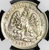 1889-Pi NGC XF 40 Mexico 25 Centavos Potosi Over Mint Mark Pi/Zs Silver Coin (23022403C)