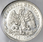 1890-Mo NGC MS 64 PL Mexico 25 Centavos Proof Like 60K Silver Coin (21073002C)
