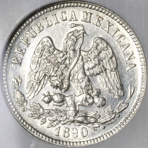 1890-Mo NGC MS 64 PL Mexico 25 Centavos Proof Like 60K Silver Coin (21073002C)