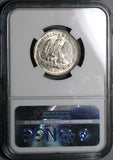 1890-Go NGC MS 64 Mexico 25 Centavos Proof Like Guanajuato Silver Coin (21091901D)