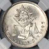 1890-Go NGC MS 65 Mexico 25 Centavos Highly Lustrous Silver Coin (18082303C)
