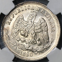 1890-Go NGC MS 65 Mexico 25 Centavos Highly Lustrous Silver Coin (18082303C)