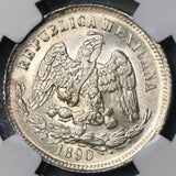 1890-Go NGC MS 65 Mexico 25 Centavos Highly Lustrous Silver Coin (18082303C)