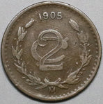 1905-Mo Mexico 2 Centavos Very Fine Scarce Key Date Coin (20011802R)