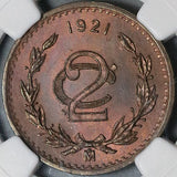 1921 NGC MS 64 BN Mexico 2 Centavos Mint State Coin (22070402C)