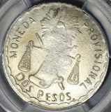 1915 PCGS MS 62 Oaxaca 2 Dos Pesos Mexico Revolution Silver Coin (20060601C)