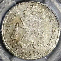 1915 PCGS MS 62 Oaxaca 2 Dos Pesos Mexico Revolution Silver Coin (20060601C)