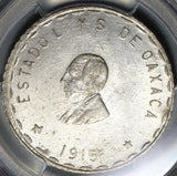 1915 PCGS MS 63 Oaxaca 2 Pesos Mexico Revolution Silver 7th Bust Coin POP 3/1 (20112801C)