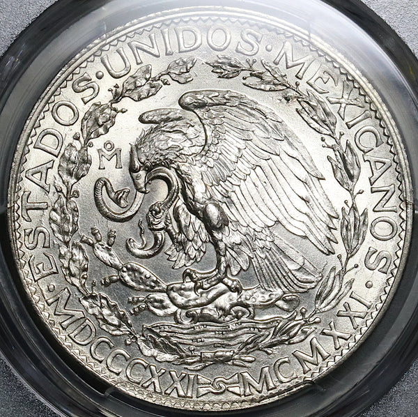 1921 PCGS MS 62 Mexico 2 Dos Pesos Independence Centennial Silver