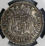 1748 NGC AU 53 Mexico 2 Reales Ferdinand VI Spain Colony Pillars Globes Silver Coin (21121102C)
