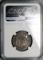 1748 NGC AU 53 Mexico 2 Reales Ferdinand VI Spain Colony Pillars Globes Silver Coin (21121102C)