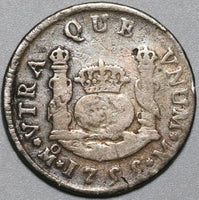 1755 Mexico 2 Reales Spain Pillars Colonial Ferdinand VI Silver Coin (21040802R)