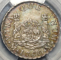 1760 PCGS XF 45 Mexico 2 Reales Chales III Pillars Globes Silver Coin (20081302C)